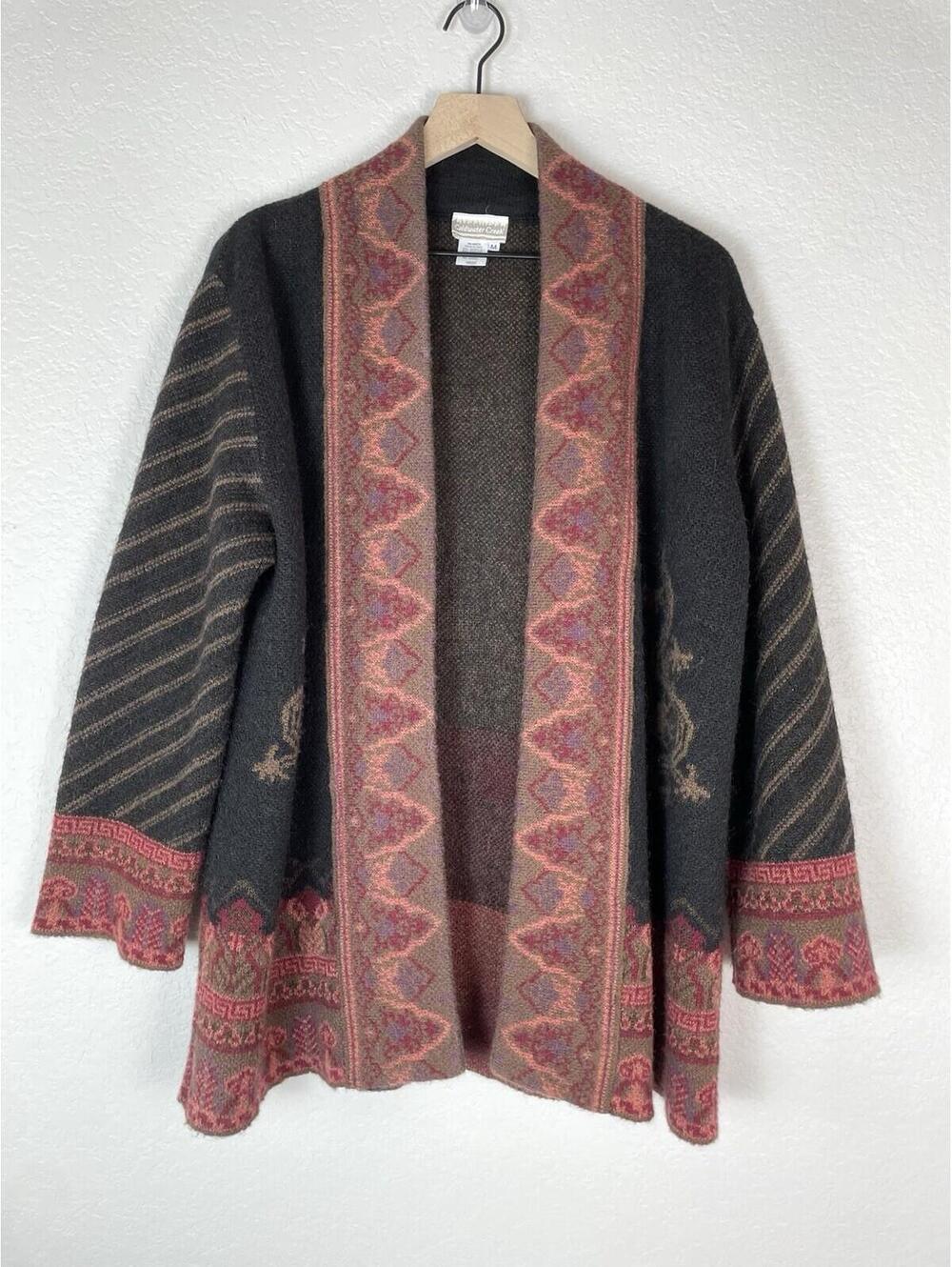 Coldwater Creek Vintage Mohair Blend Cardigan Sweater Boho Western M